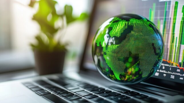 Levitating Earth globe showcasing digital financial data