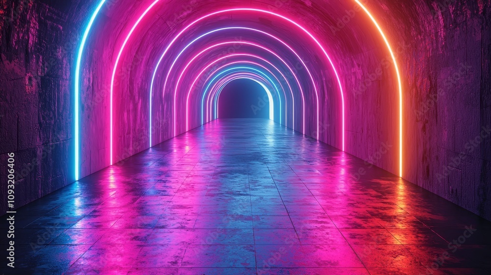 Poster 3d abstract neon background, geometric background with polygonal structure, virtual reality, podium 
