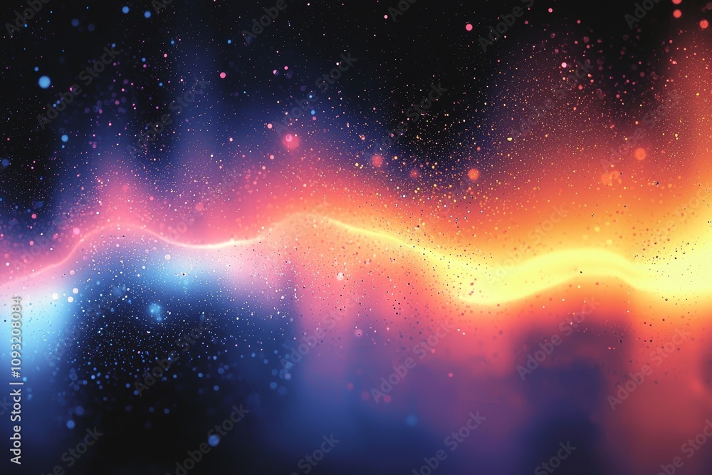 Poster Retro analog photo film overlay, screen filter effect. Warm pastel blurred grainy gradient background texture. Colorful digital grain noise effect pattern.