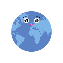 Obraz premium Cute planet Earth. Vector simple color flat illustration.