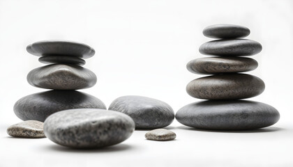 Fototapeta premium zen stones isolated with white highlights, png