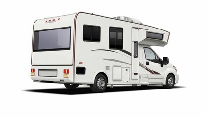 Naklejka premium White rv truck isolated on white background. AI generated.