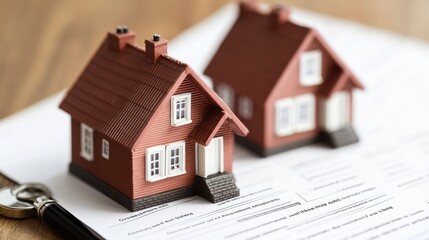 Loan Application Forms with Houses on Isolated Background