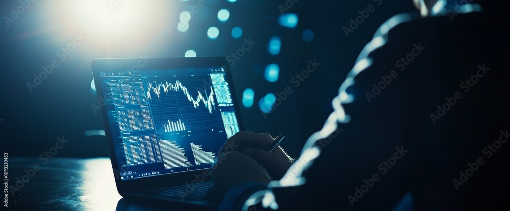 Poster Business Analyst working in Business Analytics and Data Management System with metrics and KPIs connected to database for technology, finance, operations, sales, marketing.