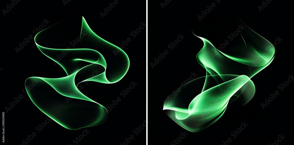 Poster the plasma glowing electric green hologram is isolated on transparent, with a lightning round frame 