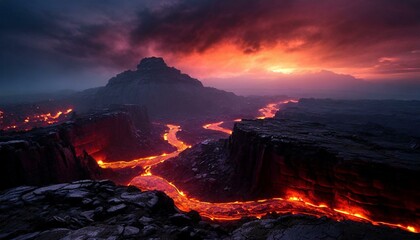 Obraz premium 幻想的な火山の風景