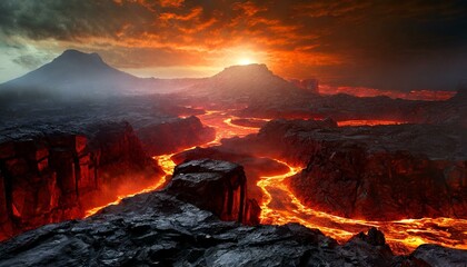 Fototapeta premium 幻想的な火山の風景