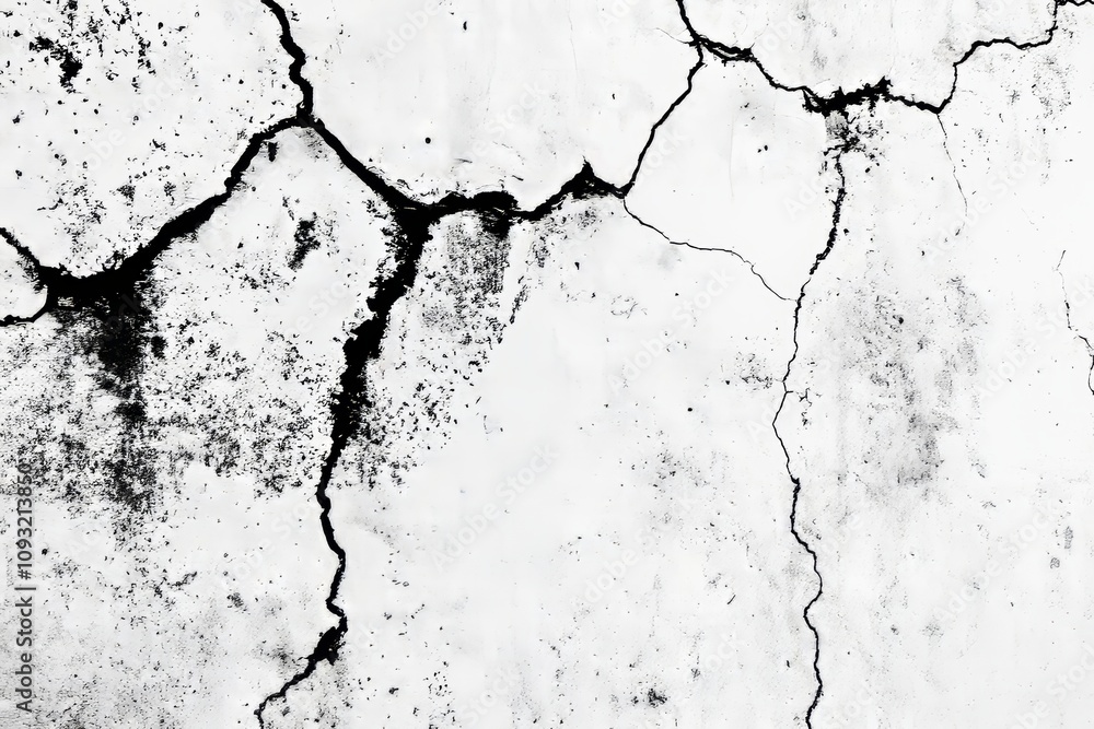 Poster Grungy concrete wall with distressed scratch texture on transparent background