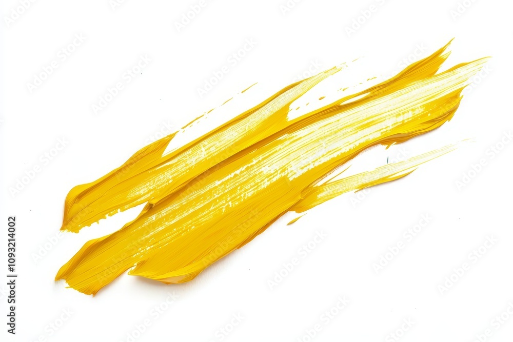 Poster decorative element decoration or banner with abstract brush stroke yellow color isolated on backgrou