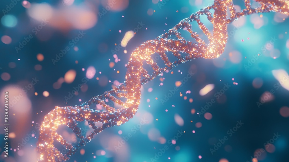Leinwandbilder molecular pattern and vibrant colors are evident in 3d rendering of complex dna helix structure agai