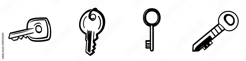 Poster classic access key line art icon designed for apps and websites.