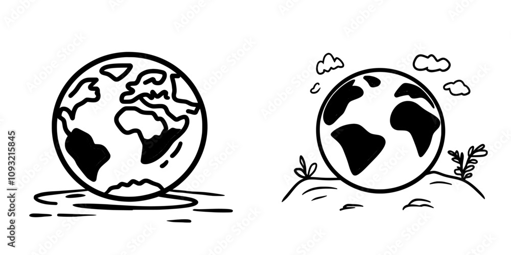 Aufkleber a modern-style globe icon with oceans and a water gradient, perfect for apps and websites.