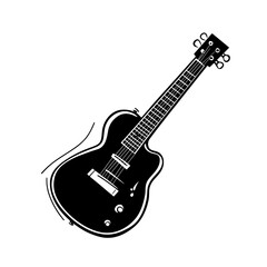 Naklejka premium A flat, modern icon featuring an acoustic guitar, ideal for music apps and web platforms.