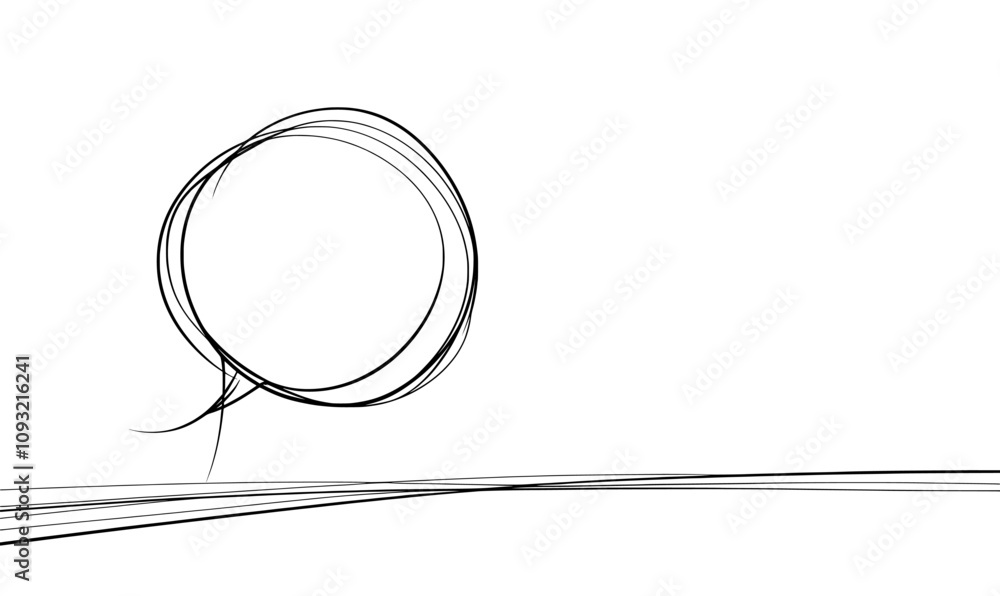 Poster a single-line drawing of a dialogue chat cloud, designed in a simple linear style with an editable s