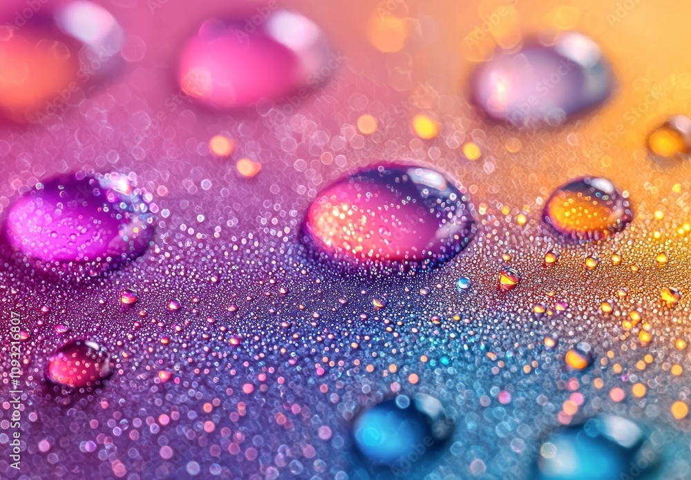 Poster bright droplets splash vibrant surfaces transforming them into patterns and textures that look abstr