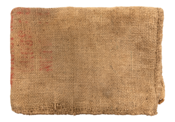 Burlap texture. A piece of torn burlap on a white background. Canvas. Packing material