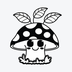 Naklejka premium cute cartoon mushroom red and white spotted cap