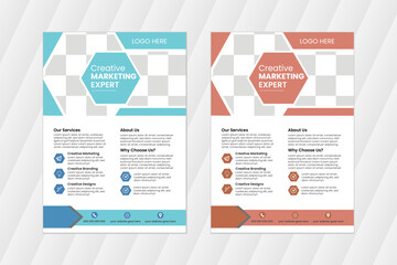 a bundle of 2 templates of different colors a4 flyer template, Creative Corporate & Business Flyer Brochure Template Design, newest trendy and multipurpose editable design.
