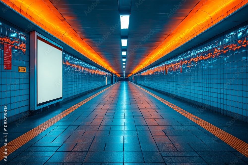 Aufkleber Display with white space for advertising. Display mock-up design for the subway. Horizontal orientation.