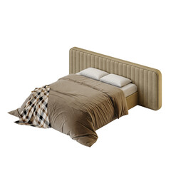 Obraz premium A bed with a white pillow and a brown blanket