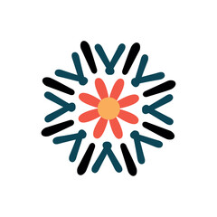 Abstract Floral Mandala Design with Geometric Symmetry