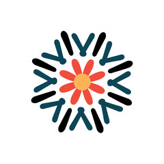 Abstract Floral Mandala Design with Geometric Symmetry