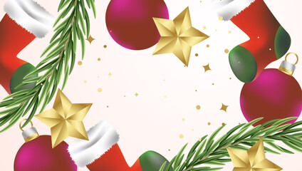Colorful Vector Illustration Christmas Season Celebration 3d Background With Element. For Background, Banner, Pamphlet, Certificate and Presentation