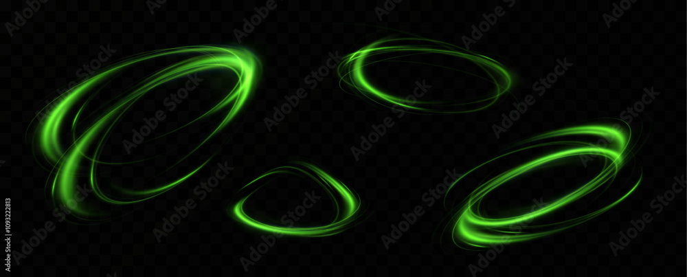 Fototapete Green neon ring. Glowing circle. Glow effect. Round light frame. abstract light lines of movement and speed. Abstract light lines of movement and speed. light green ellipse.