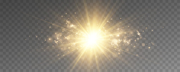 
Shining golden stars. Light effects. glitter, explosion, golden light with dust. Vector illustration.
