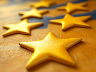 3D Golden Stars Illustration Abstract Background