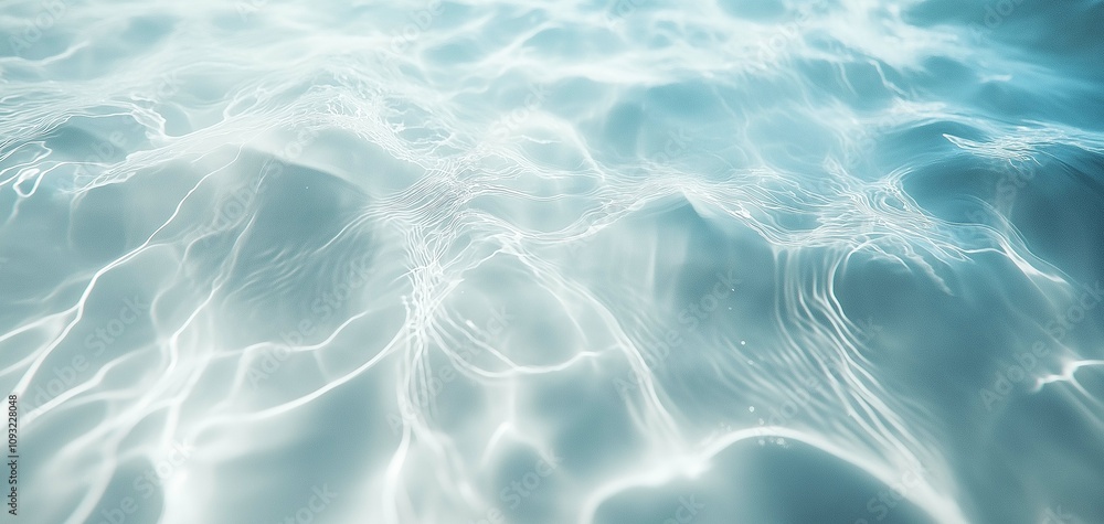 Poster tranquil water surface with glimmers of light and subtle waves reflecting soft hues in a calm and se