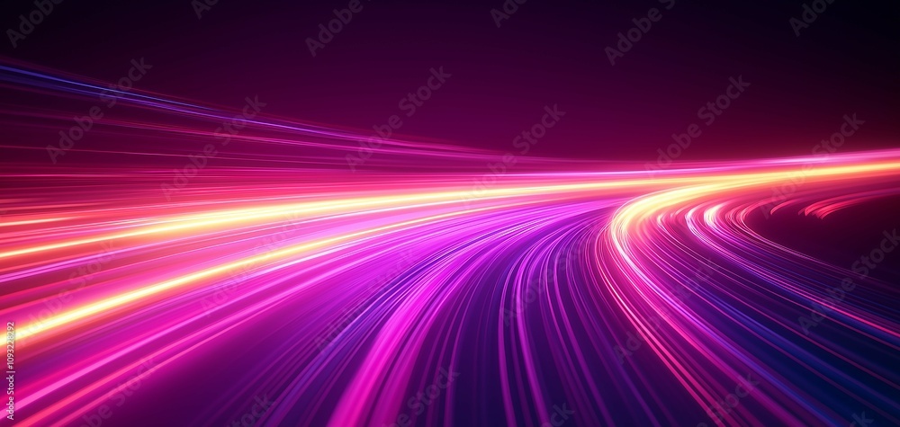 Poster abstract neon light trails in vibrant colors creating a dynamic and energetic background ideal for t