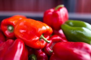 Red and Green Peppers Still Life Farmer's Market Organic Gardening Harvest Vegetable Background