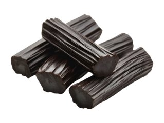 Black licorice sticks isolated on transparent or white background, png