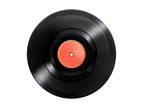 Vinyl record isolated on transparent or white background, png