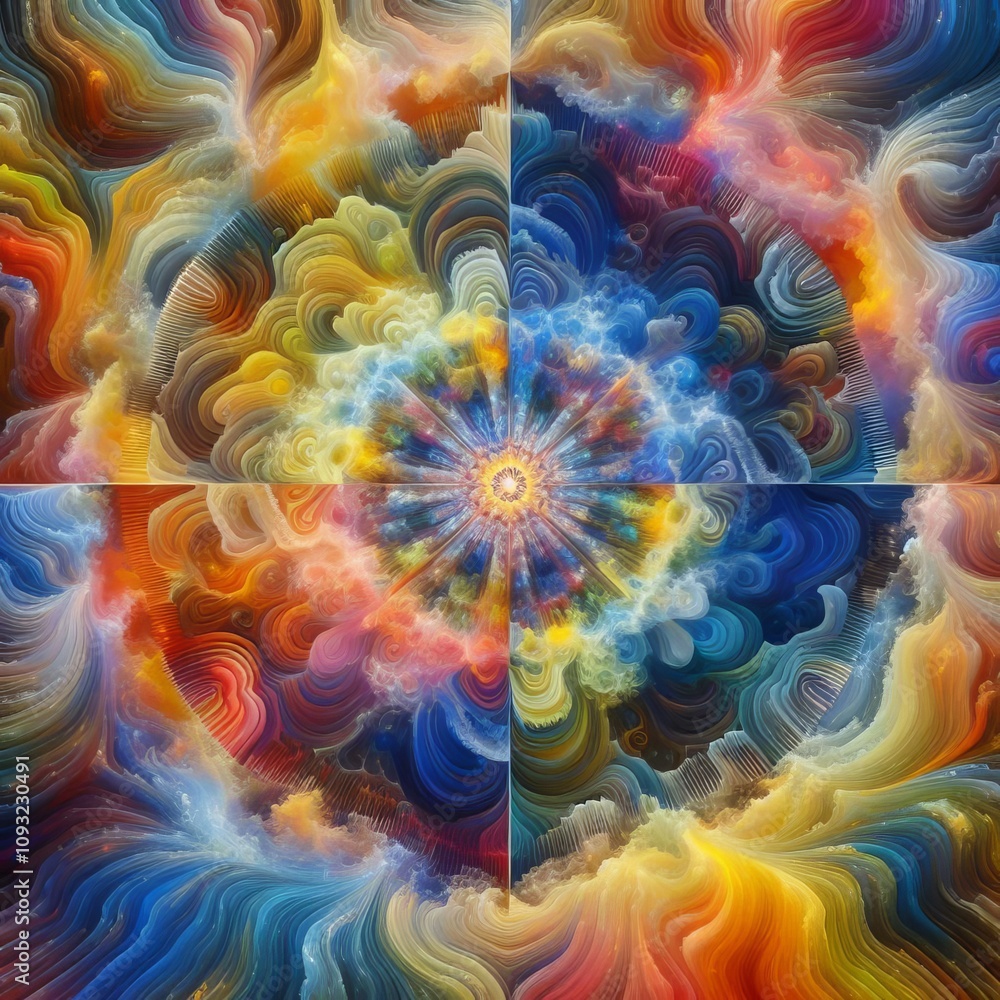 Poster feeling fractals a series of self similar colorful patterns zoom