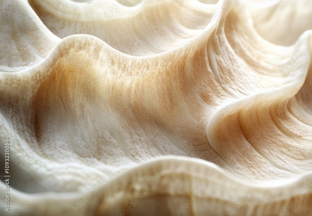 Poster close-up of an abstract shell texture showcasing natural wave patterns and soft color gradations in 