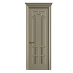 A door with a gold handle and a gold knob