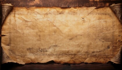 Aged parchment scroll on dark wood.  Mysterious, antique feel.