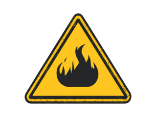 Fire hazard warning sign isolated on transparent or white background, png