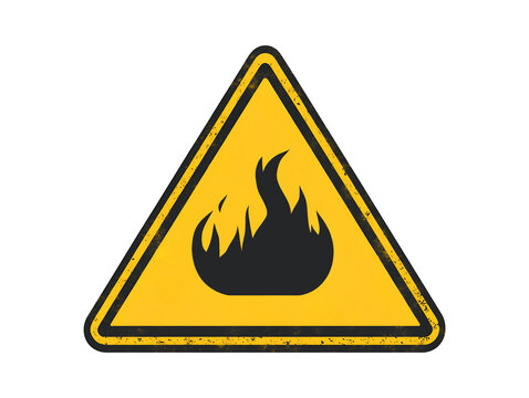 Fire hazard warning sign isolated on transparent or white background, png
