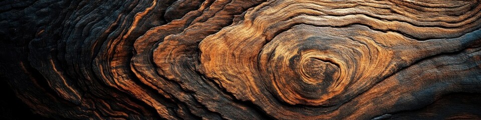 Close-Up of Natural Abstract Wood Texture with Intricate Patterns and Warm Earthy Tones Highlighting Organic Beauty of Timber Grain
