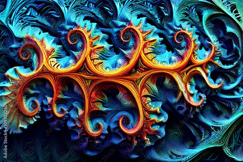 Poster fractal notes notes designed in fractal patterns