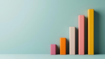 3D bar chart with colorful segments, illustrating growing business trends and market expansion