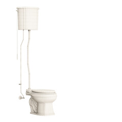 A white toilet with a white tank and a white lid