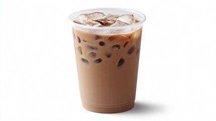 Iced Beverage in a Plastic To-Go Cup, Isolated on White