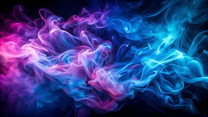 Abstract colorful smoke swirls in blue and pink hues