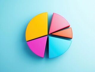 Expanding pie chart with vibrant colors, showing growing segments of market share