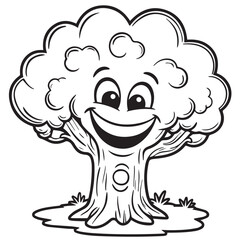 Obraz premium Smiling Tree Cartoon Character Illustration