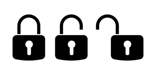Open and closed lock icon. Lock and unlock symbols. Security symbols. Security icon